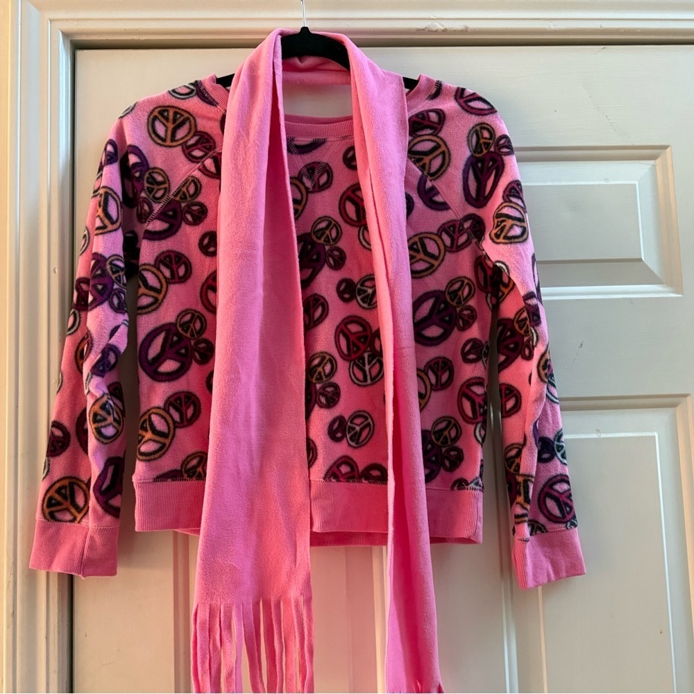 Peace Sign Fleece Sweatshirt & Matching Scarf